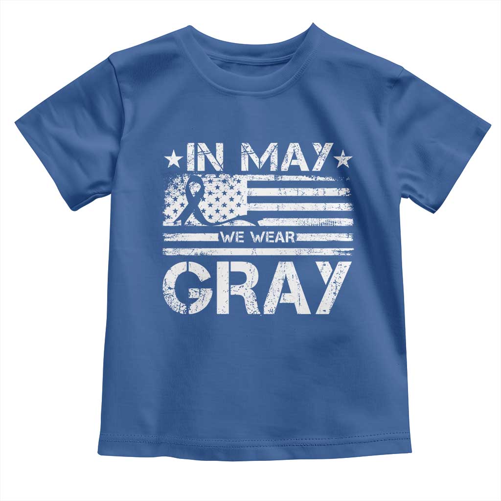 Brain Cancer Awareness Toddler T Shirt In May We Wear Gray US Flag TS10 Royal Blue Print Your Wear