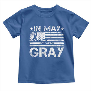 Brain Cancer Awareness Toddler T Shirt In May We Wear Gray US Flag TS10 Royal Blue Print Your Wear
