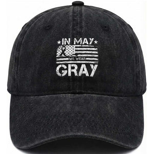 Brain Cancer Awareness Washed Cotton Baseball Cap In May We Wear Gray US Flag TS10 Washed Cap Universal Fit Black Print Your Wear