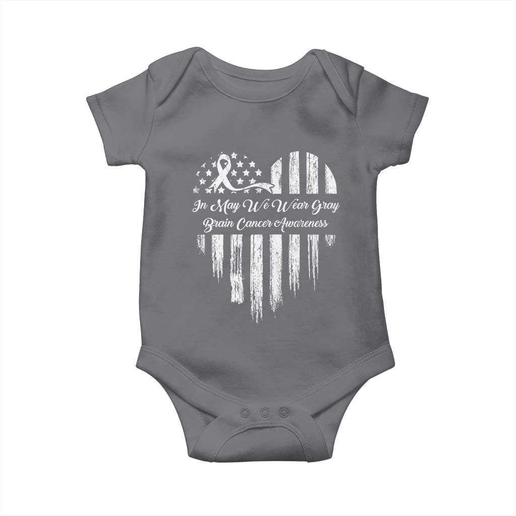 Brain Cancer Awareness Baby Onesie In May We Wear Gray American Flag Heart TS10 Charcoal Print Your Wear