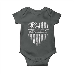 Brain Cancer Awareness Baby Onesie In May We Wear Gray American Flag Heart TS10 Dark Heather Print Your Wear