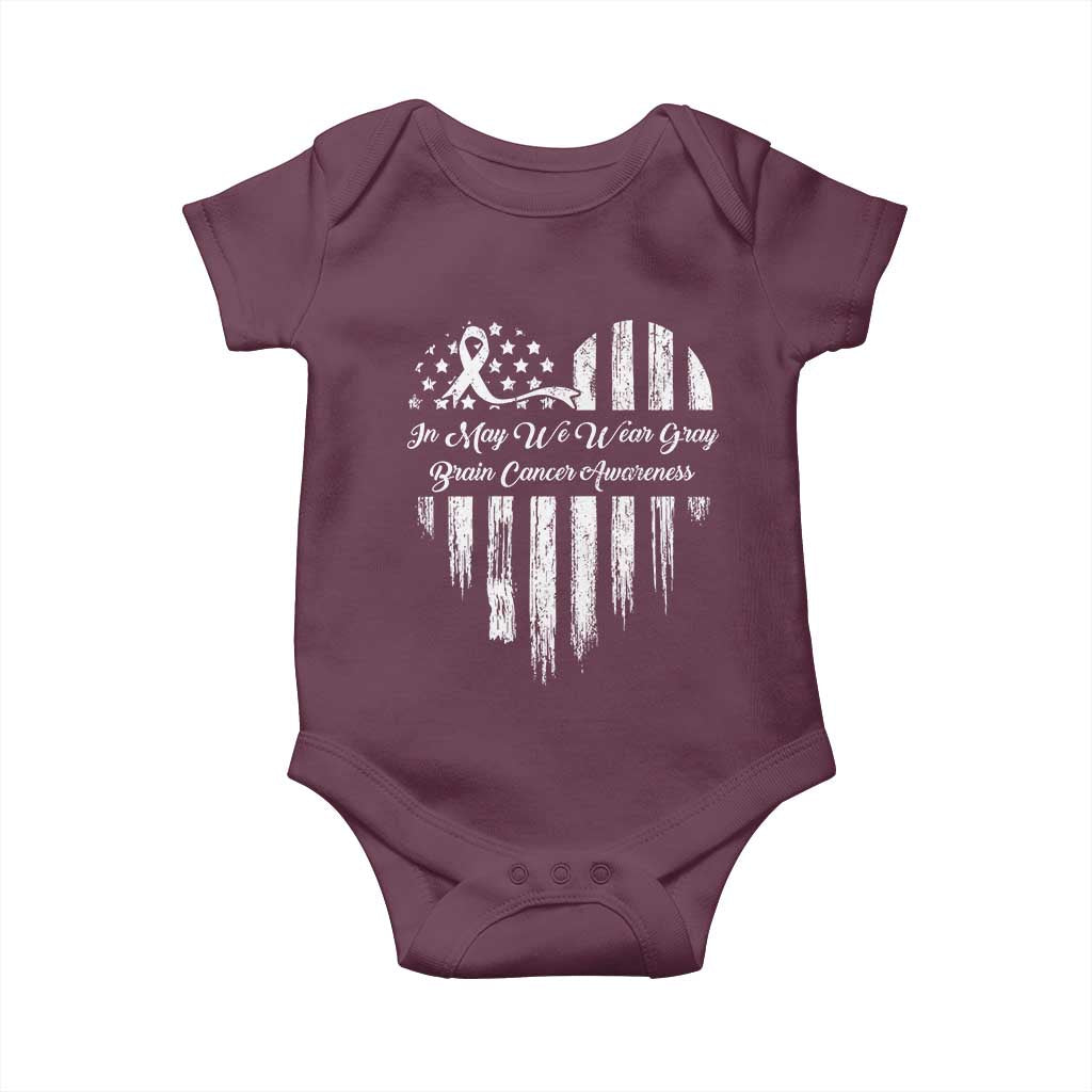 Brain Cancer Awareness Baby Onesie In May We Wear Gray American Flag Heart TS10 Maroon Print Your Wear