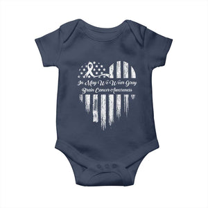 Brain Cancer Awareness Baby Onesie In May We Wear Gray American Flag Heart TS10 Navy Print Your Wear