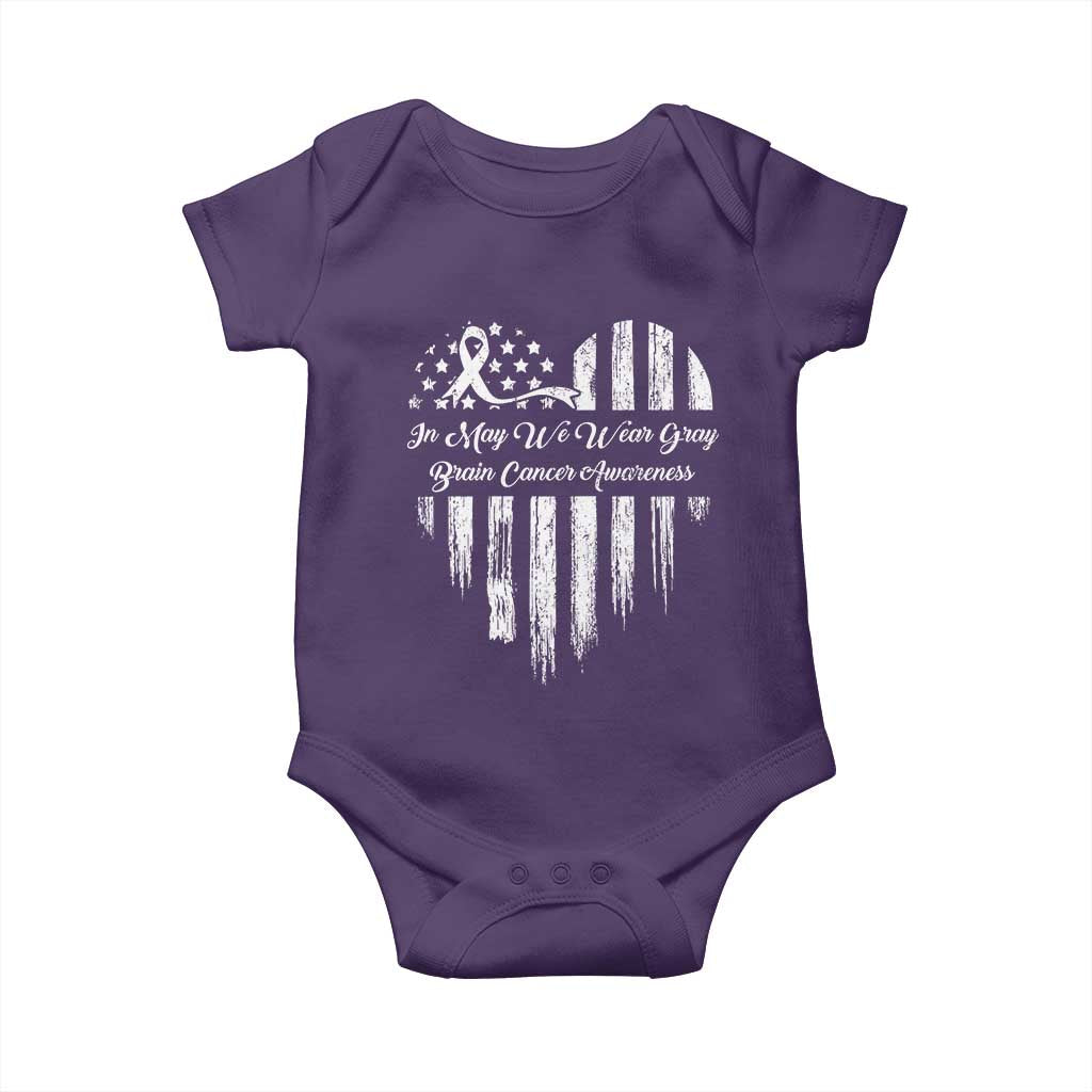 Brain Cancer Awareness Baby Onesie In May We Wear Gray American Flag Heart TS10 Purple Print Your Wear