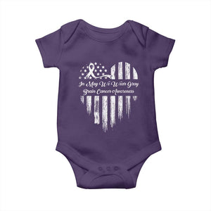 Brain Cancer Awareness Baby Onesie In May We Wear Gray American Flag Heart TS10 Purple Print Your Wear