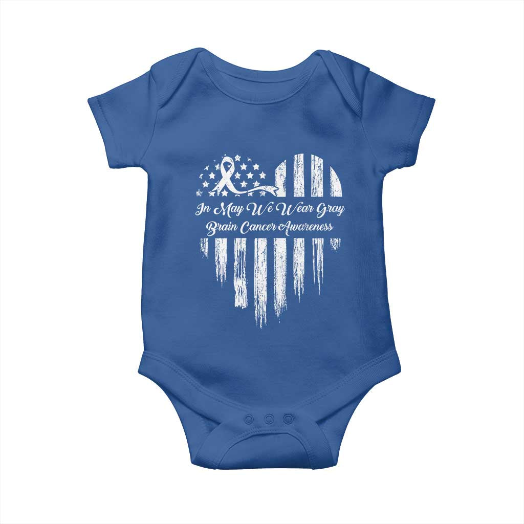Brain Cancer Awareness Baby Onesie In May We Wear Gray American Flag Heart TS10 Royal Blue Print Your Wear
