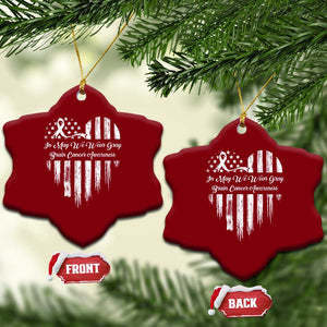Brain Cancer Awareness Ceramic Ornament In May We Wear Gray American Flag Heart TS10 Print Your Wear