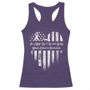 Brain Cancer Awareness Racerback Tank Top In May We Wear Gray American Flag Heart TS10 Purple Print Your Wear