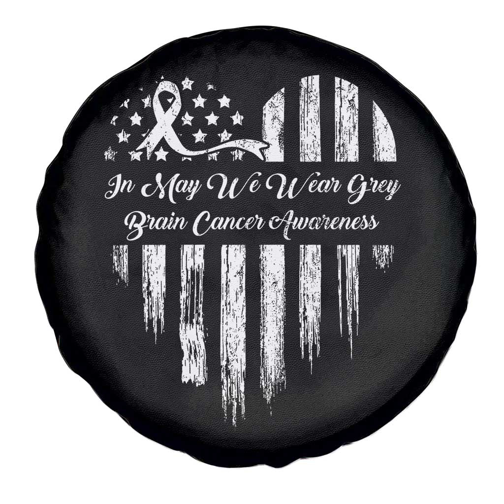 Brain Cancer Awareness Spare Tire Cover In May We Wear Gray American Flag Heart TS10 Print Your Wear