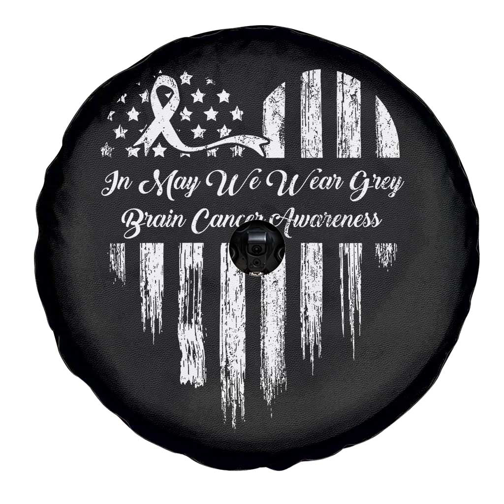 Brain Cancer Awareness Spare Tire Cover In May We Wear Gray American Flag Heart TS10 Print Your Wear