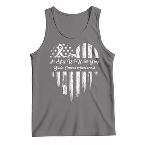 Brain Cancer Awareness Tank Top In May We Wear Gray American Flag Heart TS10 Deep Heather Print Your Wear