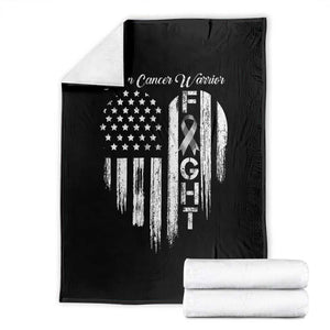 Brain Cancer Warrior Throw Blanket Fight Gray Ribbon American Flag Heart TS10 Black Print Your Wear