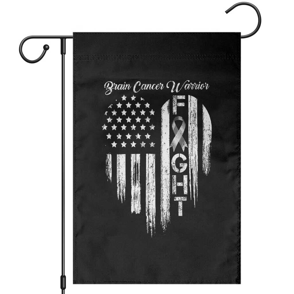 Brain Cancer Warrior Garden Flag Fight Gray Ribbon American Flag Heart TS10 Black Print Your Wear
