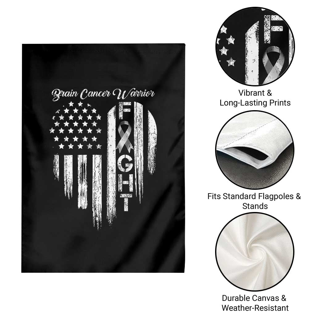 Brain Cancer Warrior Garden Flag Fight Gray Ribbon American Flag Heart TS10 Print Your Wear