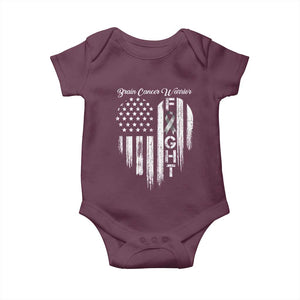 Brain Cancer Warrior Baby Onesie Fight Gray Ribbon American Flag Heart TS10 Maroon Print Your Wear