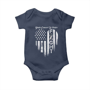 Brain Cancer Warrior Baby Onesie Fight Gray Ribbon American Flag Heart TS10 Navy Print Your Wear