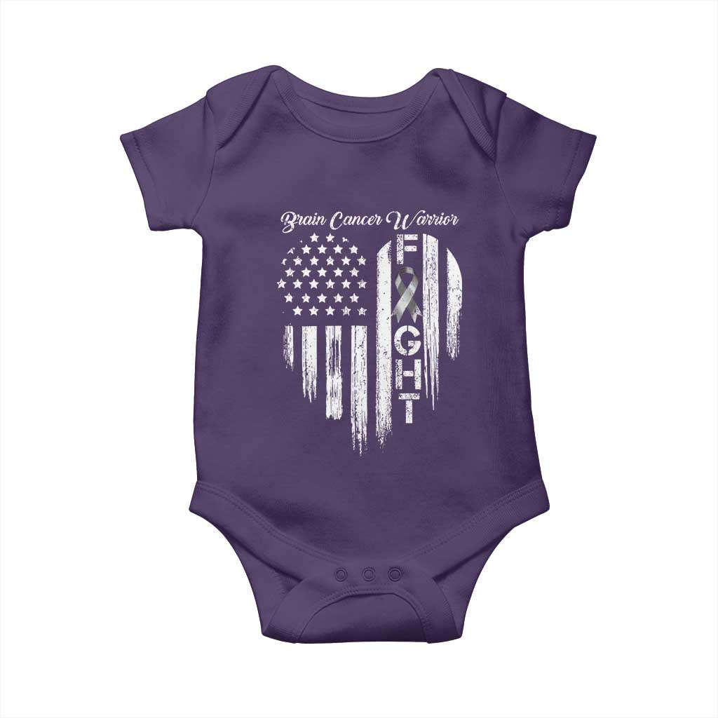 Brain Cancer Warrior Baby Onesie Fight Gray Ribbon American Flag Heart TS10 Purple Print Your Wear