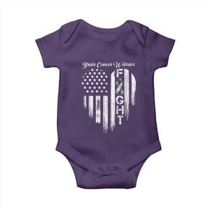 Brain Cancer Warrior Baby Onesie Fight Gray Ribbon American Flag Heart TS10 Purple Print Your Wear