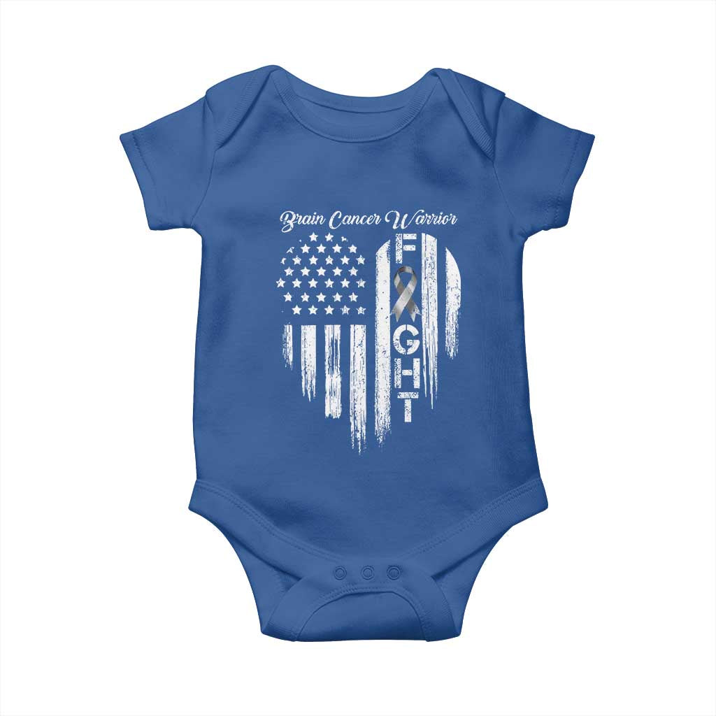Brain Cancer Warrior Baby Onesie Fight Gray Ribbon American Flag Heart TS10 Royal Blue Print Your Wear