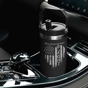 Brain Cancer Warrior Flip Straw Tumbler Fight Gray Ribbon American Flag Heart TS10 Print Your Wear