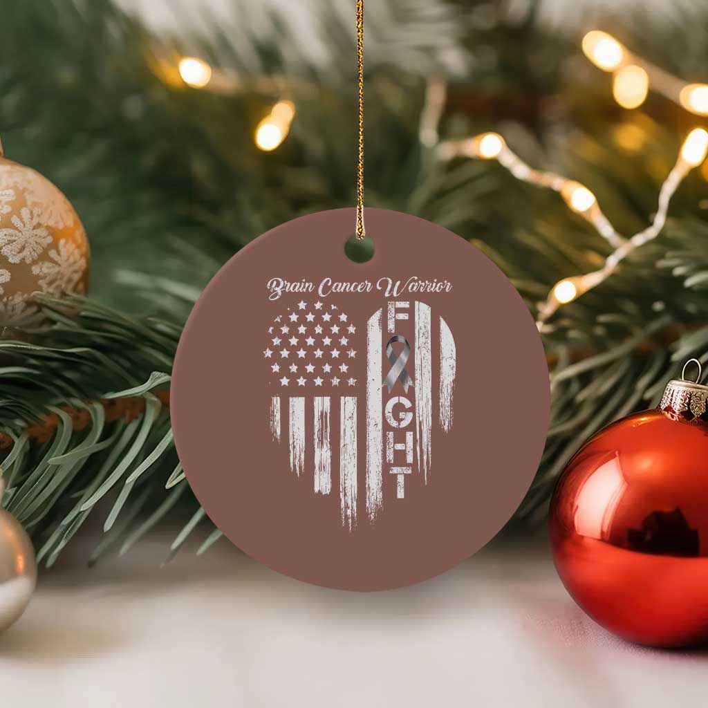 Brain Cancer Warrior Ceramic Ornament Fight Gray Ribbon American Flag Heart TS10 1pc Mocha Print Your Wear