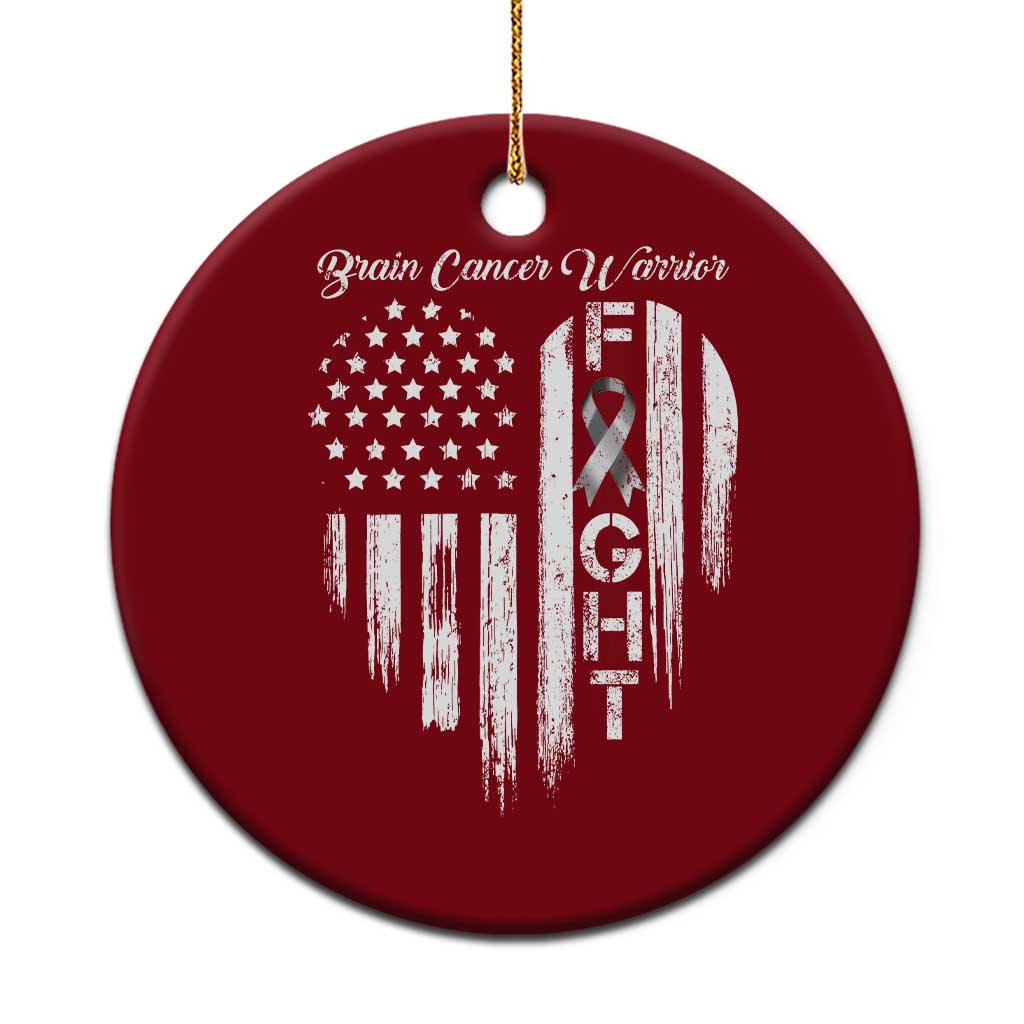 Brain Cancer Warrior Ceramic Ornament Fight Gray Ribbon American Flag Heart TS10 1pc Red Print Your Wear