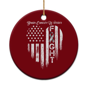Brain Cancer Warrior Ceramic Ornament Fight Gray Ribbon American Flag Heart TS10 1pc Red Print Your Wear