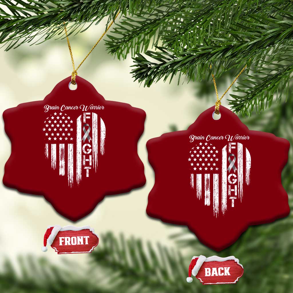 Brain Cancer Warrior Ceramic Ornament Fight Gray Ribbon American Flag Heart TS10 Print Your Wear
