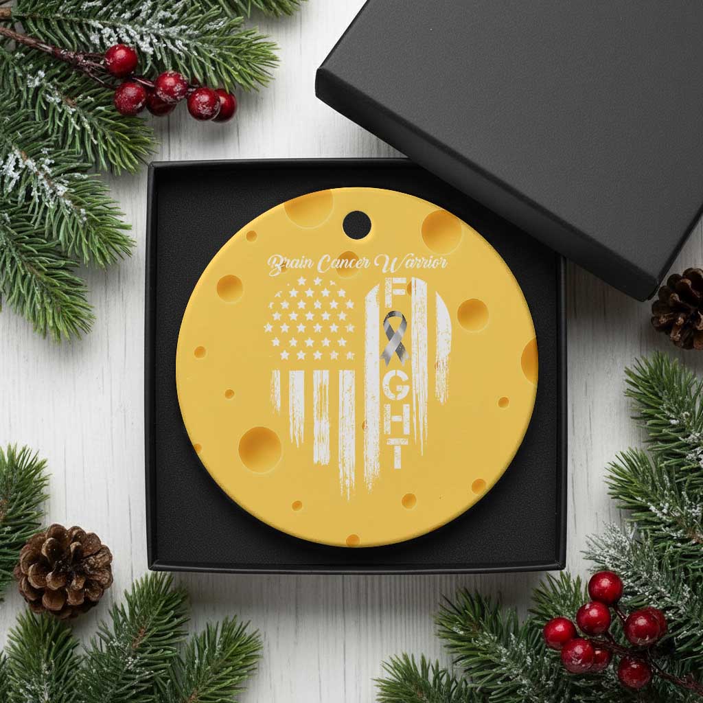 Brain Cancer Warrior Ceramic Ornament Fight Gray Ribbon American Flag Heart TS10 1pc Yellow Cheese Print Your Wear