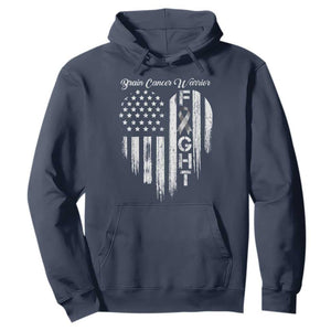Brain Cancer Warrior Hoodie Fight Gray Ribbon American Flag Heart TS10 Navy Print Your Wear