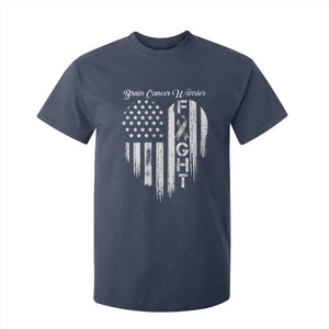 Brain Cancer Warrior T Shirt For Kid Fight Gray Ribbon American Flag Heart TS10 Navy Print Your Wear
