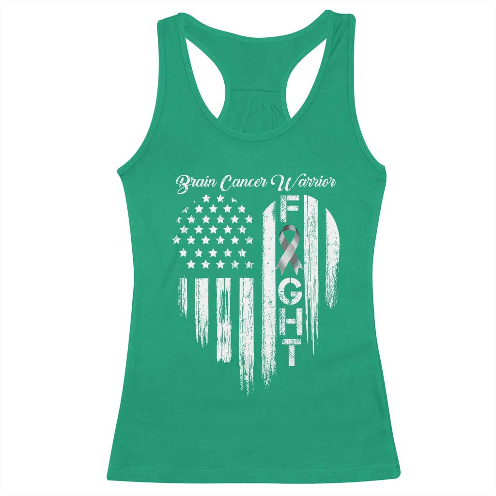 Brain Cancer Warrior Racerback Tank Top Fight Gray Ribbon American Flag Heart TS10 Irish Green Print Your Wear