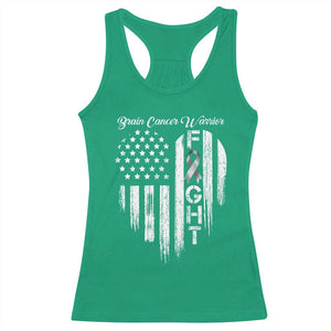 Brain Cancer Warrior Racerback Tank Top Fight Gray Ribbon American Flag Heart TS10 Irish Green Print Your Wear