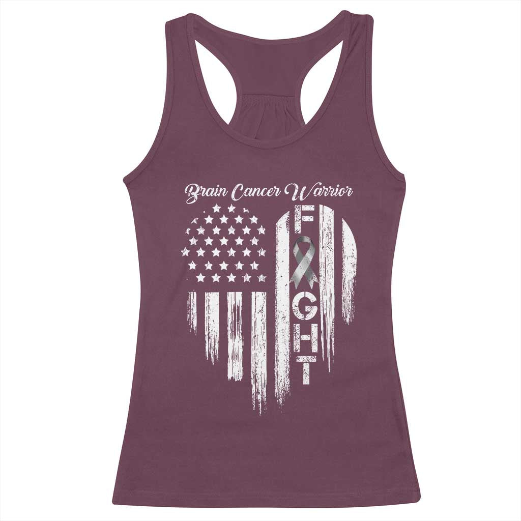 Brain Cancer Warrior Racerback Tank Top Fight Gray Ribbon American Flag Heart TS10 Maroon Print Your Wear