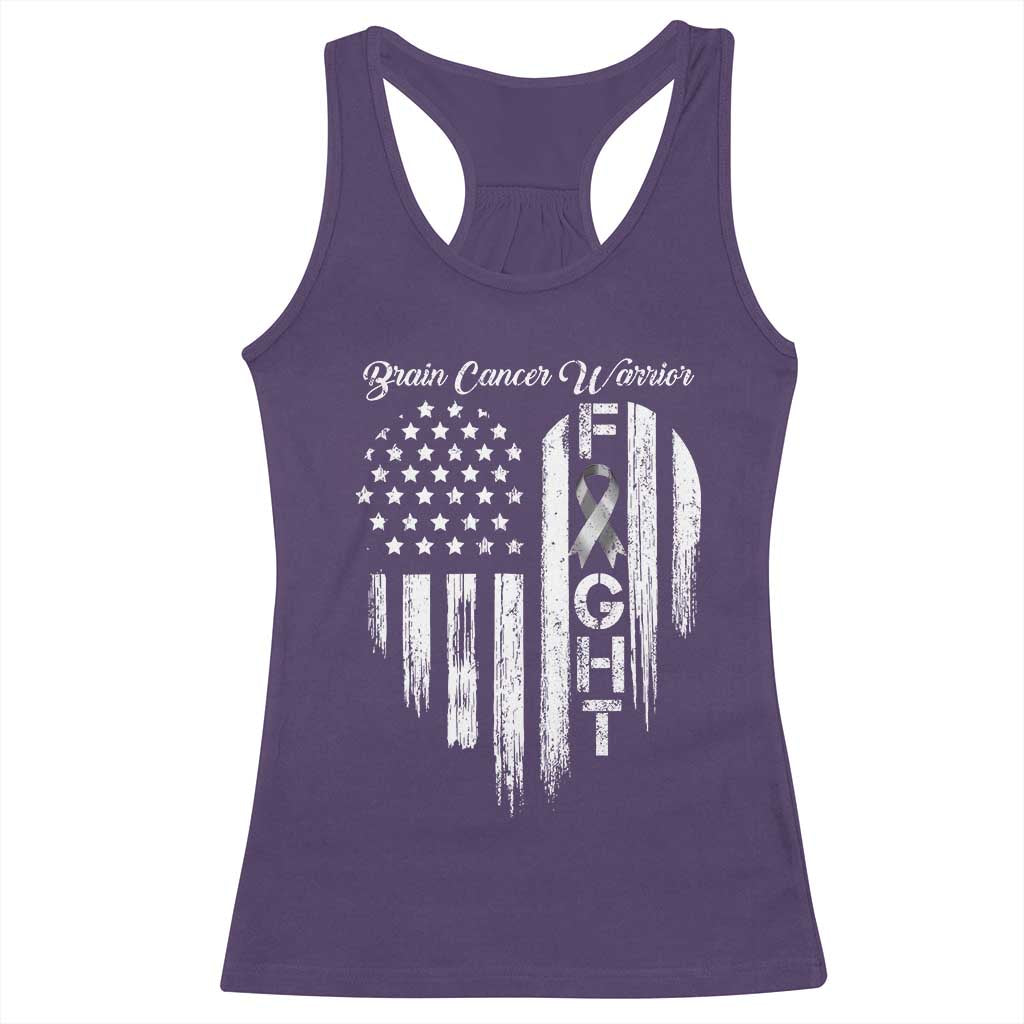 Brain Cancer Warrior Racerback Tank Top Fight Gray Ribbon American Flag Heart TS10 Purple Print Your Wear