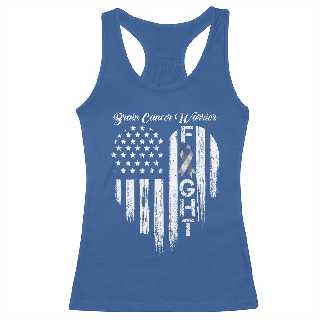 Brain Cancer Warrior Racerback Tank Top Fight Gray Ribbon American Flag Heart TS10 Royal Blue Print Your Wear