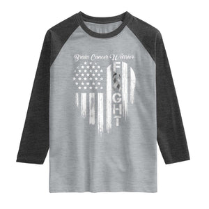 Brain Cancer Warrior Raglan Shirt Fight Gray Ribbon American Flag Heart TS10 Heather Gray Heather Charcoal Print Your Wear