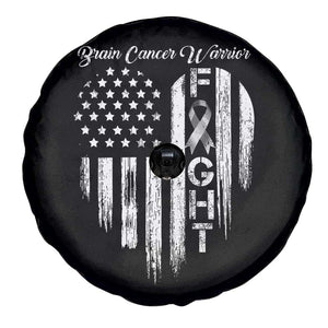 Brain Cancer Warrior Spare Tire Cover Fight Gray Ribbon American Flag Heart TS10 Print Your Wear