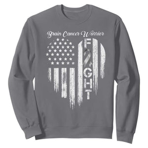 Brain Cancer Warrior Sweatshirt Fight Gray Ribbon American Flag Heart TS10 Charcoal Print Your Wear