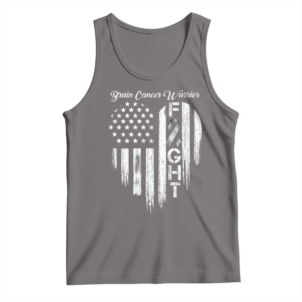 Brain Cancer Warrior Tank Top Fight Gray Ribbon American Flag Heart TS10 Deep Heather Print Your Wear
