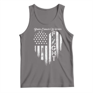 Brain Cancer Warrior Tank Top Fight Gray Ribbon American Flag Heart TS10 Deep Heather Print Your Wear