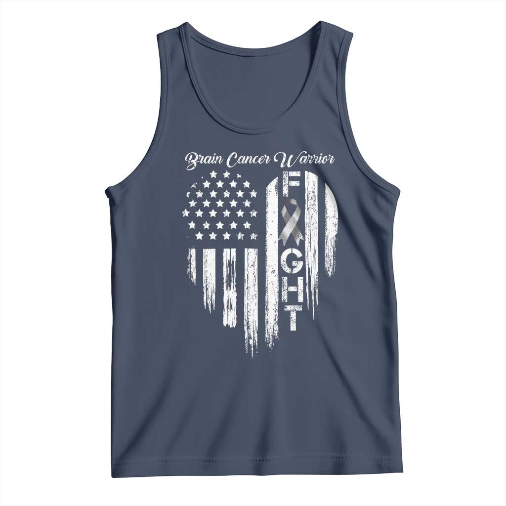 Brain Cancer Warrior Tank Top Fight Gray Ribbon American Flag Heart TS10 Navy Print Your Wear