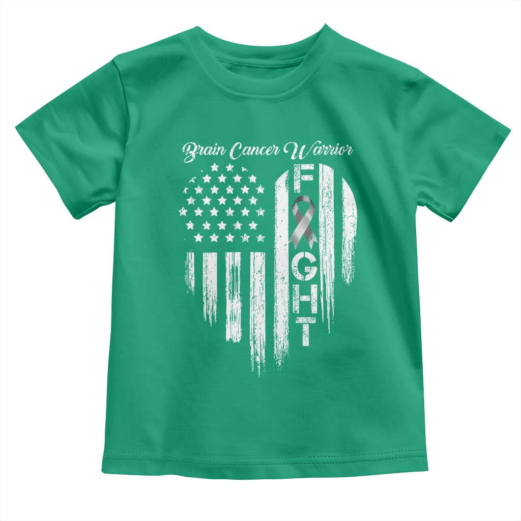 Brain Cancer Warrior Toddler T Shirt Fight Gray Ribbon American Flag Heart TS10 Irish Green Print Your Wear