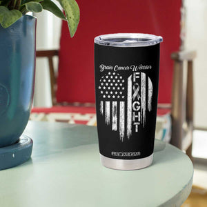 Brain Cancer Warrior Tumbler Cup Fight Gray Ribbon American Flag Heart TS10 Print Your Wear