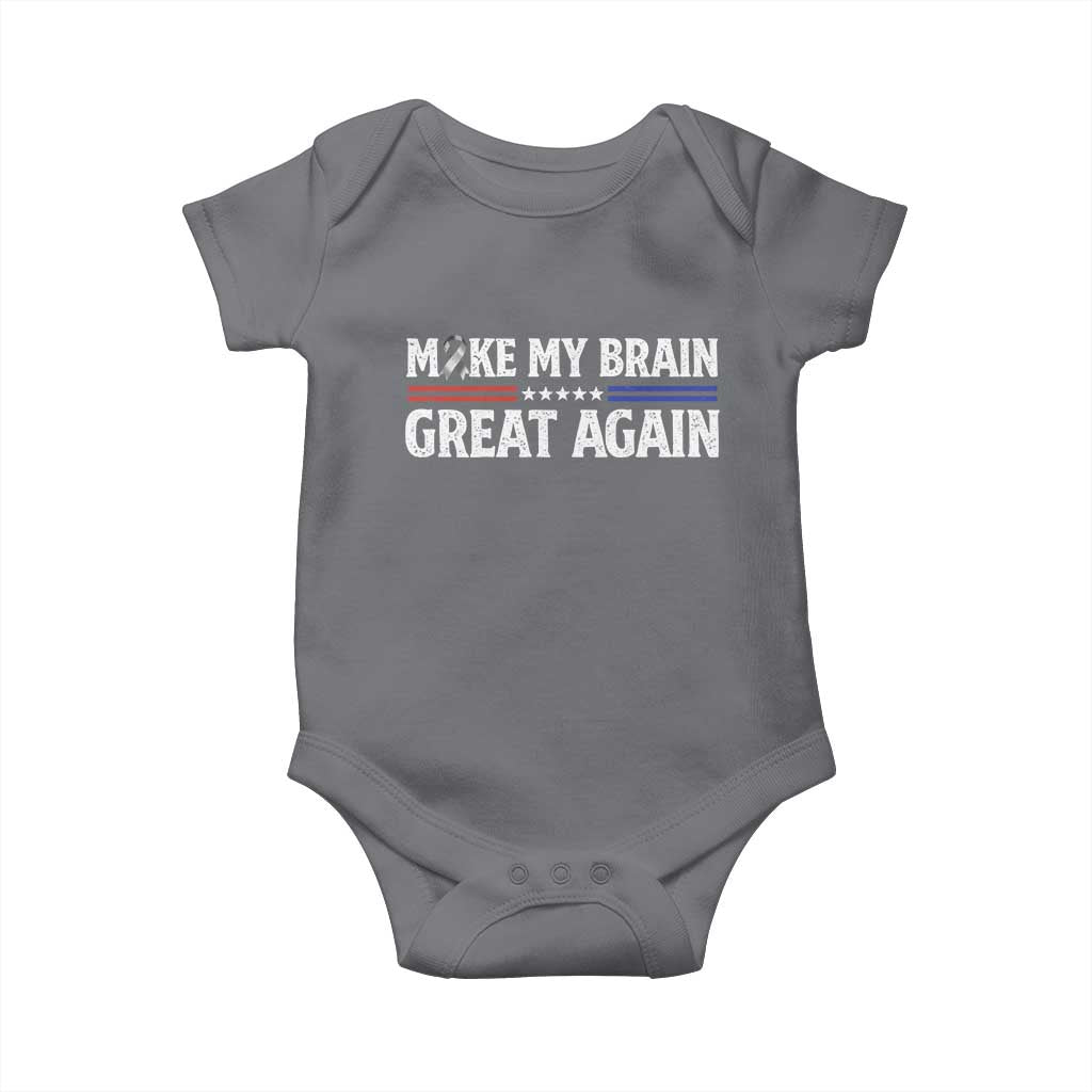 Funny Brain Surgery Recovery Baby Onesie Make My Brain Great Again Gray Ribbon TS10 Charcoal Print Your Wear