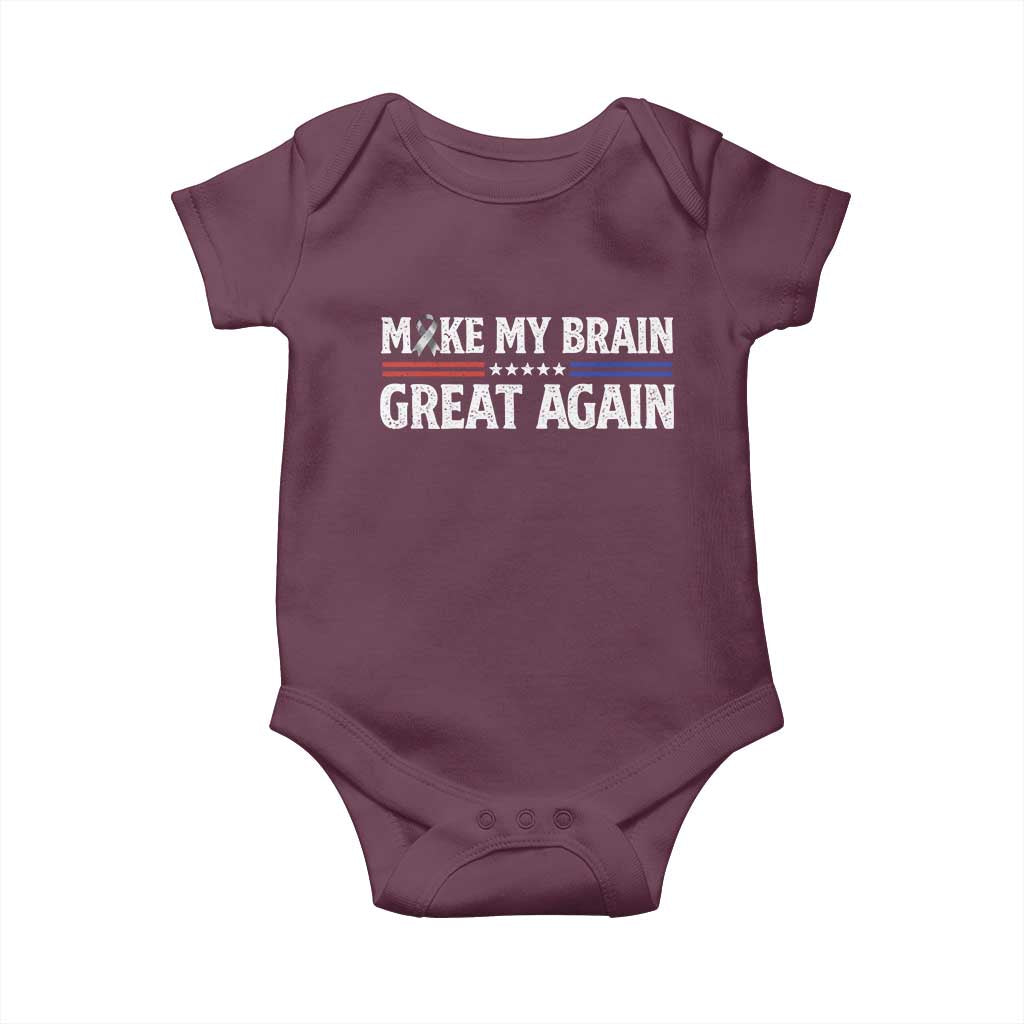Funny Brain Surgery Recovery Baby Onesie Make My Brain Great Again Gray Ribbon TS10 Maroon Print Your Wear