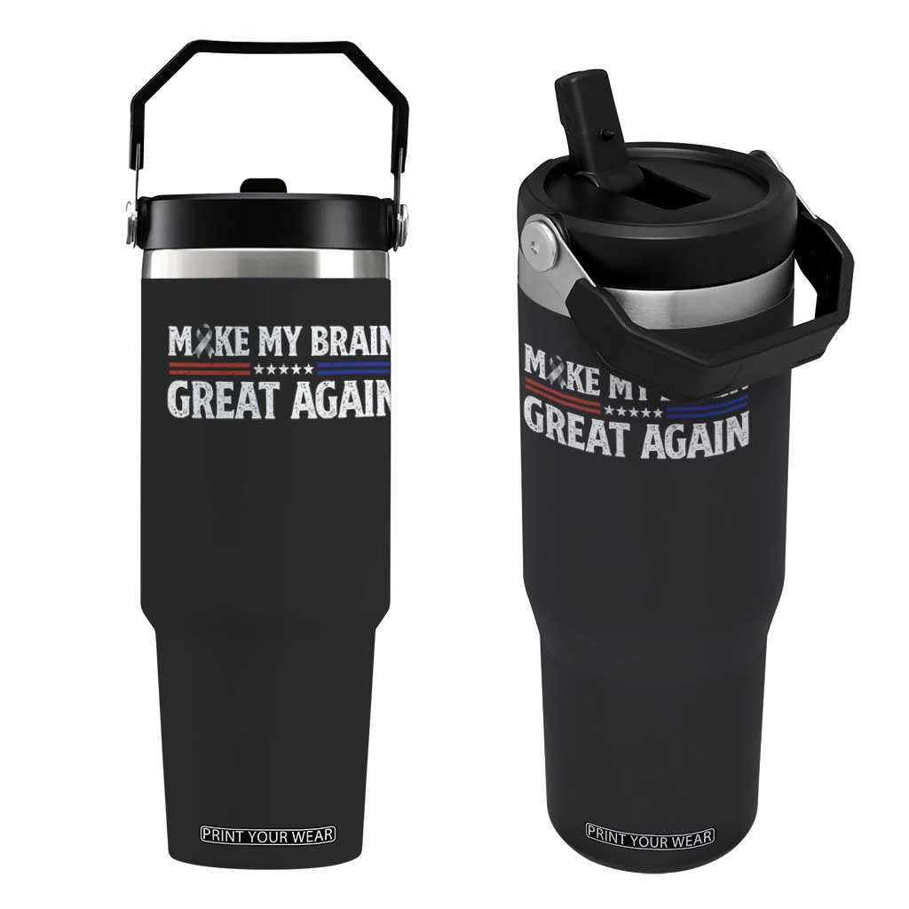 Funny Brain Surgery Recovery Flip Straw Tumbler Make My Brain Great Again Gray Ribbon TS10 One Size: 30 oz Black Print Your Wear