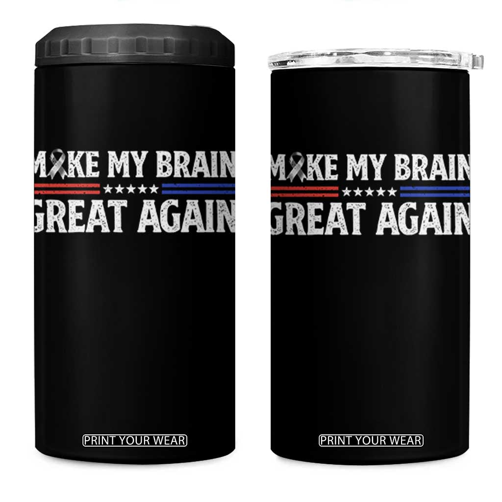 Funny Brain Surgery Recovery 4 in 1 Can Cooler Tumbler Make My Brain Great Again Gray Ribbon TS10 One Size: 16 oz Black Print Your Wear