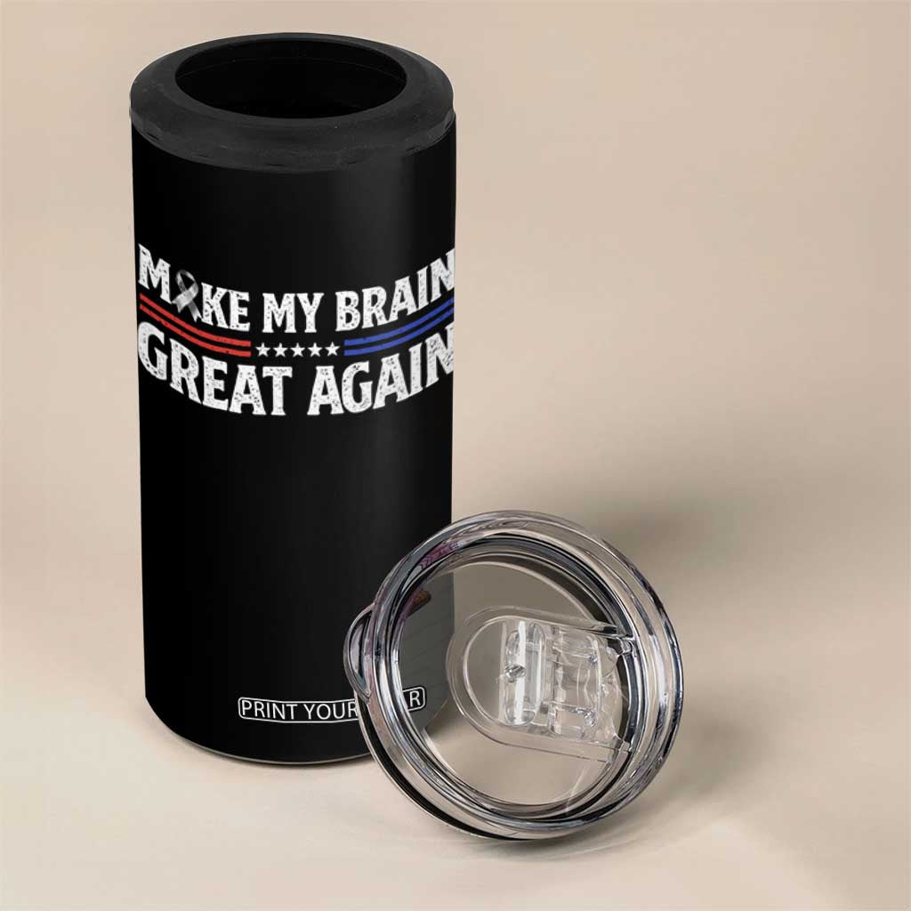 Funny Brain Surgery Recovery 4 in 1 Can Cooler Tumbler Make My Brain Great Again Gray Ribbon TS10 Print Your Wear