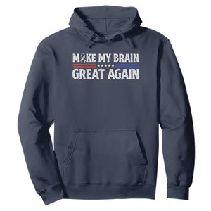 Funny Brain Surgery Recovery Hoodie Make My Brain Great Again Gray Ribbon TS10 Navy Print Your Wear